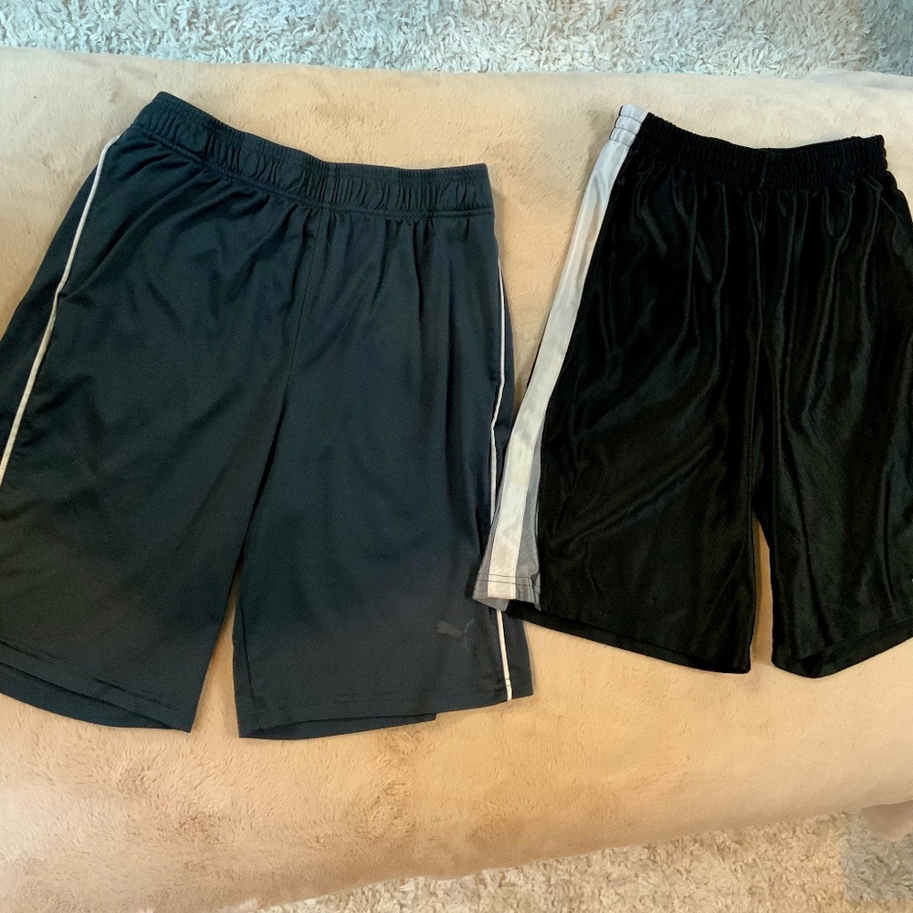 Champion Puma Black Grey L 14-16 Athletic Shorts Gym Sport Activewear Outdoor